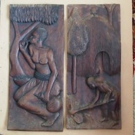 Rzeżbione panele drewniane - sztuka afr.