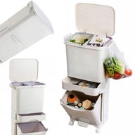 KOSZ NA ŚMIECI DO SEGREGACJI ODPADÓW DOMOWY KUCHNI POJEMNIK NA KÓŁKACH 42L