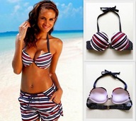 Bikini GÓRA 80B 38B M paski push up biustonosz