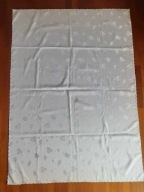 Obrus biały w srebrzyste liście / listki 140x200cm | PRL, vintage