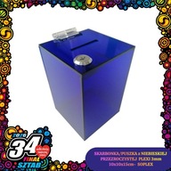 SKARBONKA/PUSZKA z NIEBIESKIEJ przezroczystej PLEXI 3mm 10x10x15cm-Soplex