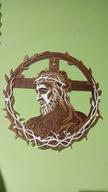 Drewniany Obraz 3D - Jezus w Koronie Cierniowej - Dekoracja Ścienna