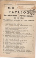 KATALOG ANTYKWARNI POWSZECHNEJ (JONASZA) -nr 22 -1938 rok poz.1-872