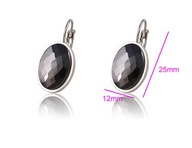 KOLCZYKI STAL 316 L ELIPSA CZARNA CERAMIKA FASETKOWANA