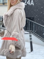 Ponczo damskie r uni futro beż narzutka