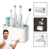 UCHWYT NA SZCZOTECZKI ELEKTRYCZNE ORGANIZER POJEMNIK ŚCIENNY WS BIAŁY 9CM