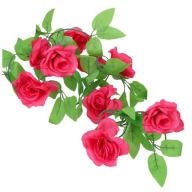 ZESTAW 4szt GIRLANDA RÓŻE Sztuczne Kwiaty 4,5m Dekoracja Ślub Stroik Różowa