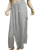 włoska DŁUGA SPÓDNICA lniana z kieszenią 38/40/42