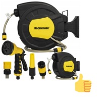 NOWY Wąż Ogrodowy Zwijany Automatyczny Bęben Pistolet Zraszacz Końcówki 30M