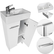 SZAFKA ŁAZIENKOWA WĄSKA DO WC 40 X 22 CM Z UMYWALKĄ CERAMICZNĄ PÓŁKA BIAŁA