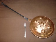 MIEDZIANA PATELNIA z pokrywką MIEDŹ dekor 85 cm