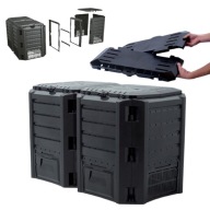 KOMPOSTOWNIK OGRODOWY MODUŁOWY 2 KOMORY 800L CZARNY MROZOODPORNY