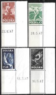 ROCZNIK 1947 Fi 437-40 PpD** pap.x,narożne,pustopola pod znaczkami gw/opisy