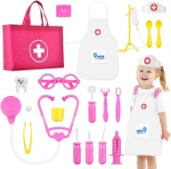 ZESTAW LEKARSKI DLA DZIECI 34 ELEMENTY WALIZKA DOKTORA AKCESORIA EDUKACYJNE