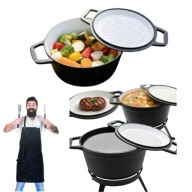 KOCIOŁEK EMALIOWANY ŻELIWNY 8L GARNEK MYŚLIWSKI WĘGIERSKI NA OGNISKO GRILL