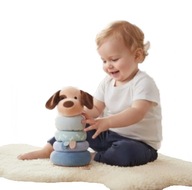 DREWNIANA WIEŻA PIRAMIDA do Układania Pluszowe Kółka PIESEK