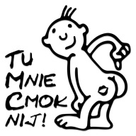 Naklejka bez tła Ludek Tu mnie cmoknij pocałuj mnie w.. wodoodporna