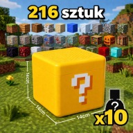 Klocki Magnetyczne Minecraft 216 El. + 10 figurek Lucky block BOX Prezent