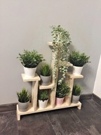 Drewniany ogrodowy kwietnik / stojak-półka – surowe drewno do malowania