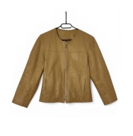 Dasmka Kurtka Skórzana Bomberka Vintage Beżowa |R. XL/42