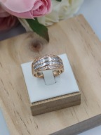 PIERŚCIONEK damski pozłacany 18k złotem obrączka rzędy cyrkonii rozm 10