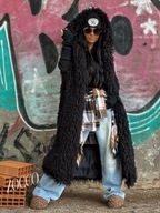 Zocco długie futro bezrękawnik z lamy czarny.