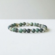 BRANSOLETKA Z KAMIENI NATURALNYCH - AGAT DRZEWNY,NA GUMCE