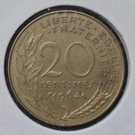 *FRANCJA [0112]*20 centymów CENTIMES 1964 Piąta Republika, Marianna Rośliny
