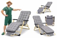 LEŻAK OGRODOWY PLAŻOWY ROZKŁADANY PODUSZKA METALOWY SZARY IDEALGARDEN