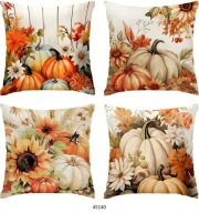 Poszewki na poduszki 4 sztuki 45x45cm jesień jesienne dynie liście 45140