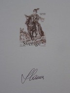 Szwecja - autograf Cz. Słani pod litograficznym projektem znaczka Mi. 2081