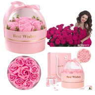 MYDLANY FLOWERBOX RÓŻANY RÓŻE KWIATY MYDLANE W BOXIE PREZENT WALENTYNKI