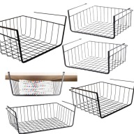 PÓŁKA WISZĄCA KUCHENNA KOSZ CZARNY METALOWY PODWIESZANY POD PÓŁKĘ 32X32CM