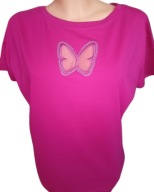 Bluzka T-shirt bawełniana motyl fuksjowa r. S/M