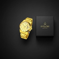 Luksusowy Zegarek Męski Złoty STAL Klasyczny Datownik