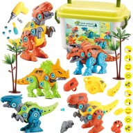 KLOCKI KONSTRUKCYJNE DINOZAURY DO SKRĘCANIA WIERTARKA WALIZKA ŚRUBOKRĘT 3D