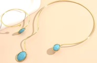 Naszyjnik i Bransoletka Turkus Komplet
