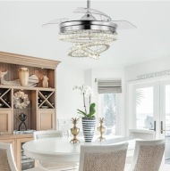 Kryształowy żyrandol, wentylator sufitowy z 3 diodami LED Chrom Pilot