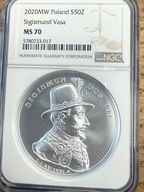 50 zł SSA Zygmunt III Waza 2020 NGC MS 70 MAX NOTA IDEAŁ