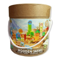 KLOCKI DREWNIANE SAFARI w tubie 60 elementów ZESTAW KLOCKÓW elefun