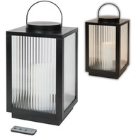 LAMPION ZE ŚWIECĄ LED NA PILOT CIEPŁE ŚWIATŁO CZARNY DUŻY 38 CM