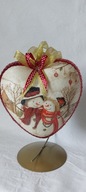 Bombka serce ręcznie zdobiona 15 CM decoupage SD56