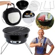 GRILL OGRODOWY WĘGLOWY 25X25CM PRZENOŚNY REGULACJA MAŁY TURYSTYCZNY TORBA