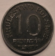 KP - 10 fenigów 1917 - destrukt - MEGA DOUBLE DIE - R5