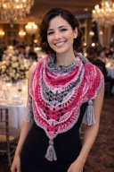 BESTSELLER_PIĘKNA MIĘKKA SZYDEŁKOWA CHUSTA BOHO Z TRZEMA CHWOSTAMI_PREZENT!