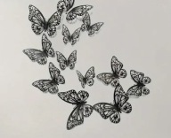 Naklejki Motyle Ażurowe 3D Czarne Koronkowe Motylki 12 szt Black Topper