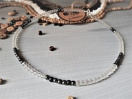 MINIMAL Naszyjnik morskie matowe białe czarne szkło hematyt CHOKER