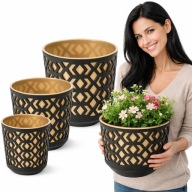 DONICZKA DONICA ZESTAW 3X SKRZYNKA OGRODOWA DOMOWA WKŁAD DUŻE CZARNA BALKON