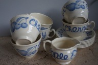 WOOD&SONS FRUIT SERWIS KAWOWY PORCELANA MID CENTURY 60's UNIKAT 6osób