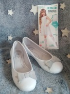 nBIAŁE BALERINY Z KOKARDĄ KOMUNIA+PODKOLANÓWKI_34